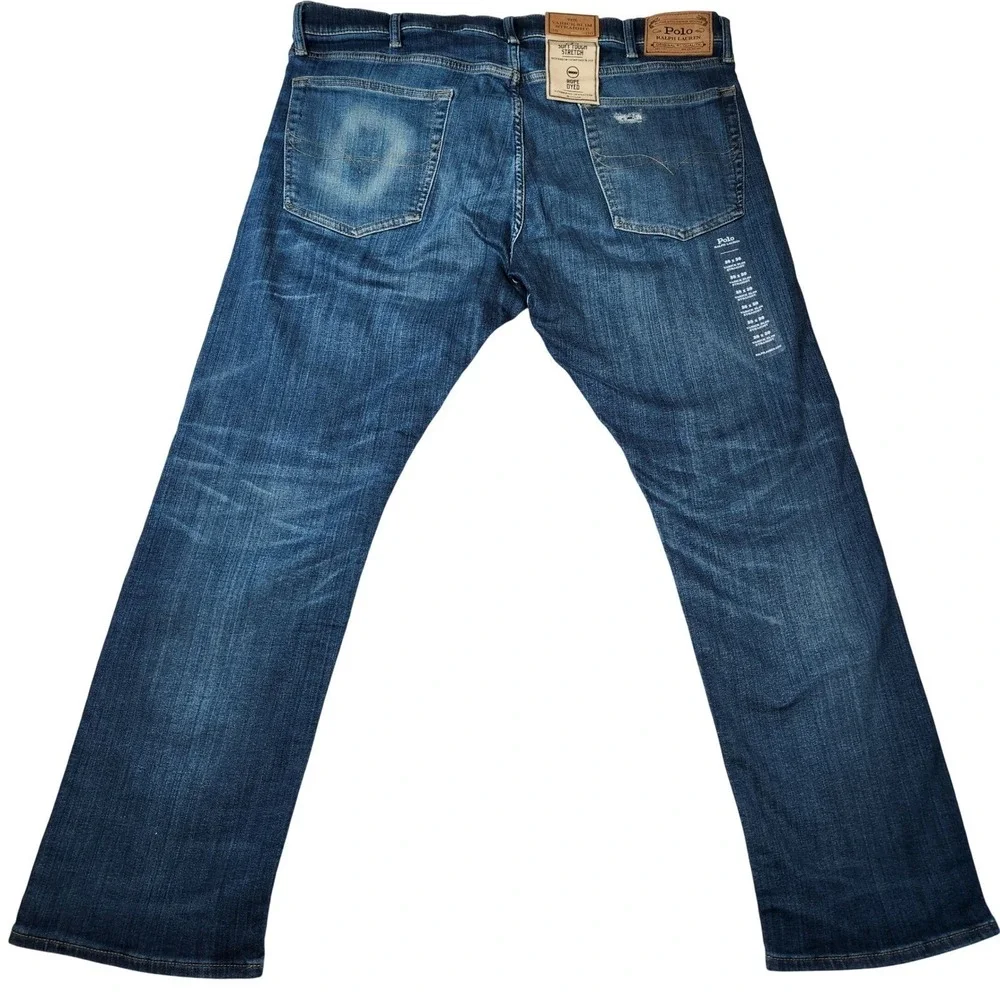NWT Polo Ralph Lauren Varick‎ Slim Straight Jeans 38/30 Fit 40/30 Rope Dyed Blue